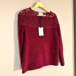 SEZANE Burgundy Sweater with lace